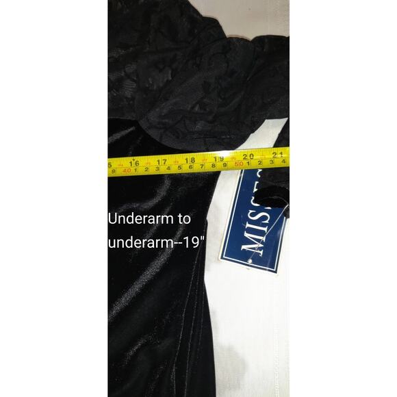 Robbie Bee Black Velvet Maxi Dress Sz 14 Burnout Formal Prom NWT Vintage 90s - Picture 10 of 16